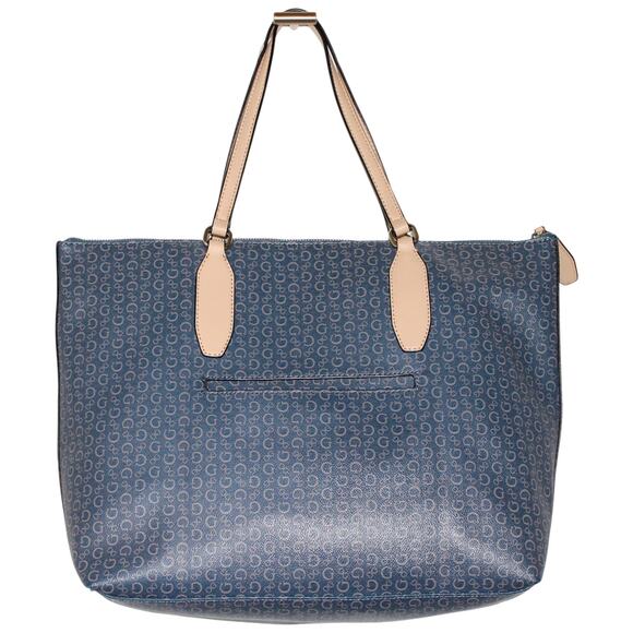 GUESS Logo Print Blue Stripe Large Tote Bag - Picture 4 of 11